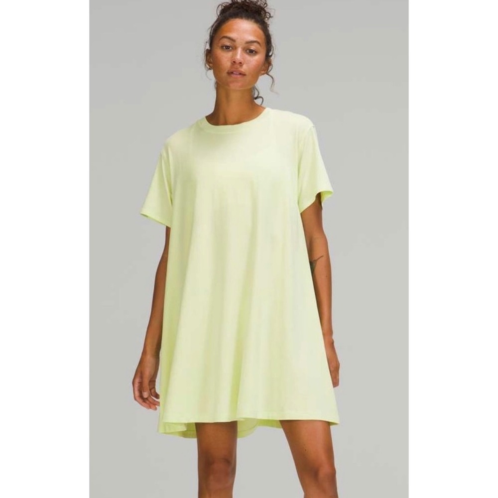 Lululemon All Yours Tee Dress Crispin Yellow Short Sleeve Mini Size 10